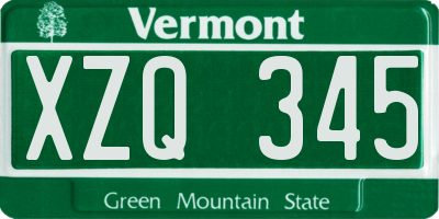 VT license plate XZQ345