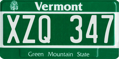 VT license plate XZQ347