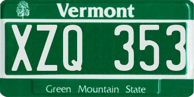 VT license plate XZQ353
