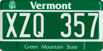 VT license plate XZQ357