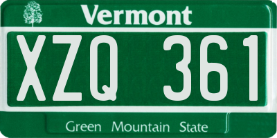 VT license plate XZQ361