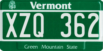 VT license plate XZQ362