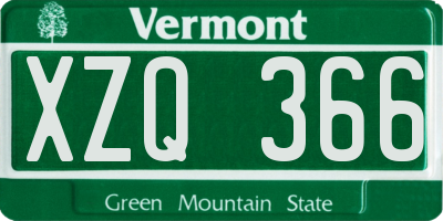 VT license plate XZQ366