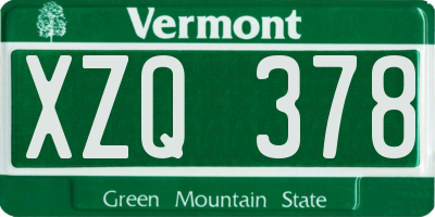 VT license plate XZQ378