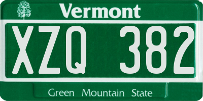 VT license plate XZQ382
