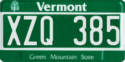 VT license plate XZQ385