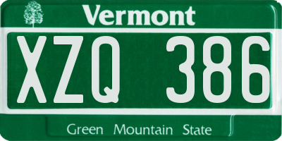 VT license plate XZQ386