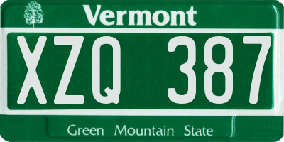 VT license plate XZQ387