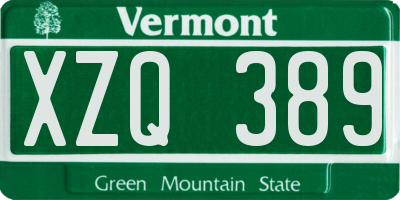 VT license plate XZQ389