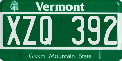 VT license plate XZQ392