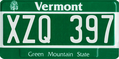 VT license plate XZQ397