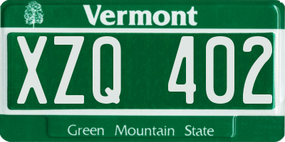 VT license plate XZQ402