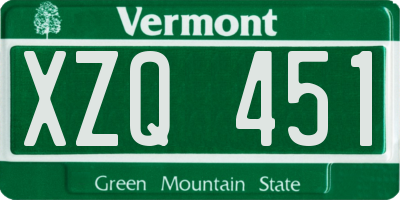VT license plate XZQ451