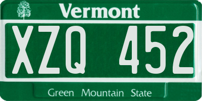 VT license plate XZQ452