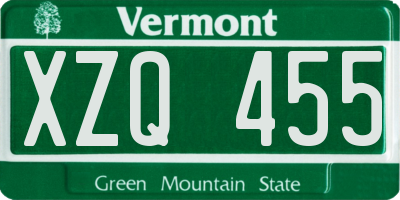 VT license plate XZQ455