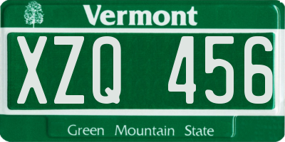 VT license plate XZQ456