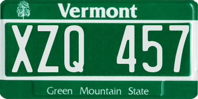 VT license plate XZQ457