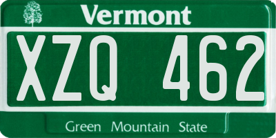 VT license plate XZQ462