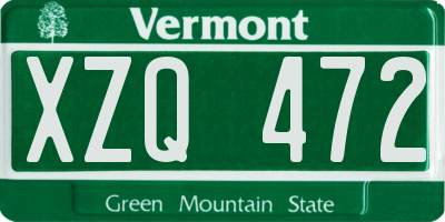 VT license plate XZQ472