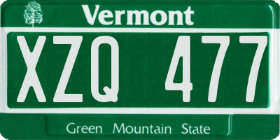 VT license plate XZQ477
