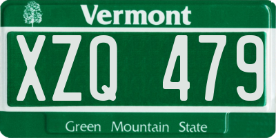 VT license plate XZQ479