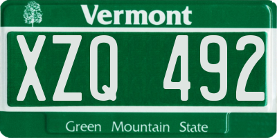 VT license plate XZQ492