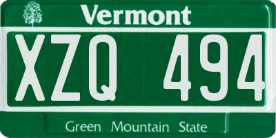 VT license plate XZQ494