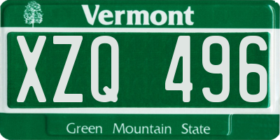 VT license plate XZQ496
