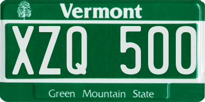 VT license plate XZQ500