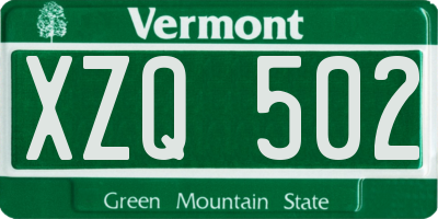 VT license plate XZQ502