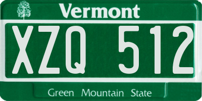VT license plate XZQ512