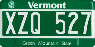 VT license plate XZQ527