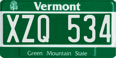VT license plate XZQ534