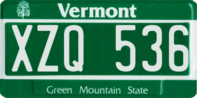 VT license plate XZQ536
