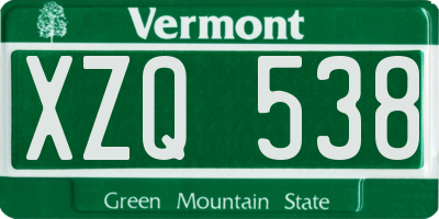 VT license plate XZQ538