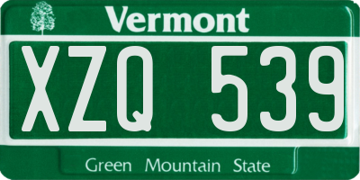 VT license plate XZQ539