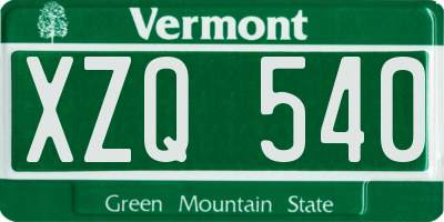 VT license plate XZQ540