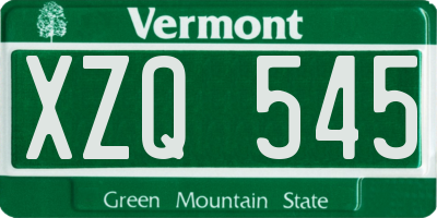 VT license plate XZQ545
