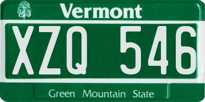 VT license plate XZQ546