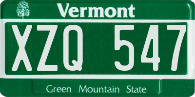 VT license plate XZQ547