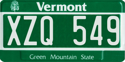 VT license plate XZQ549