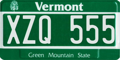 VT license plate XZQ555