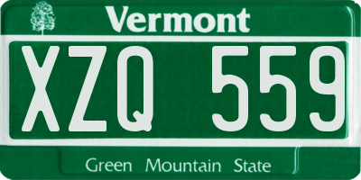 VT license plate XZQ559