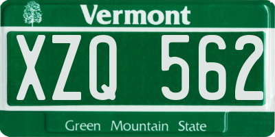 VT license plate XZQ562