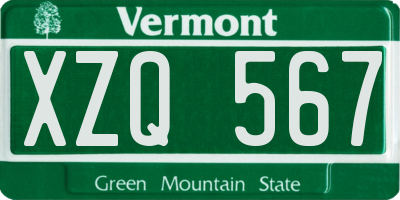 VT license plate XZQ567