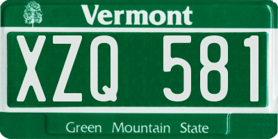 VT license plate XZQ581
