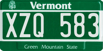 VT license plate XZQ583