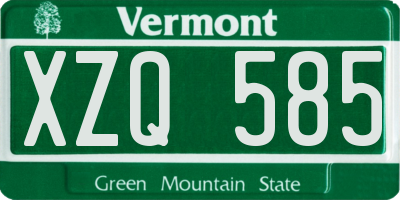 VT license plate XZQ585