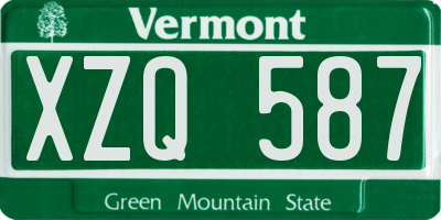 VT license plate XZQ587