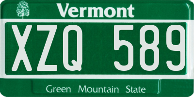 VT license plate XZQ589